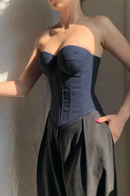 Cup Faux Denim Bustier Slim Tank Corset image 7