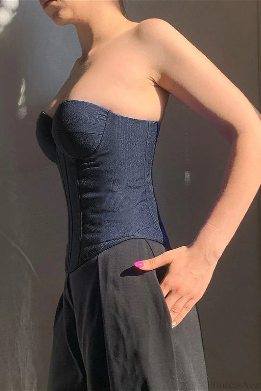 Cup Faux Denim Bustier Slim Tank Corset image 6