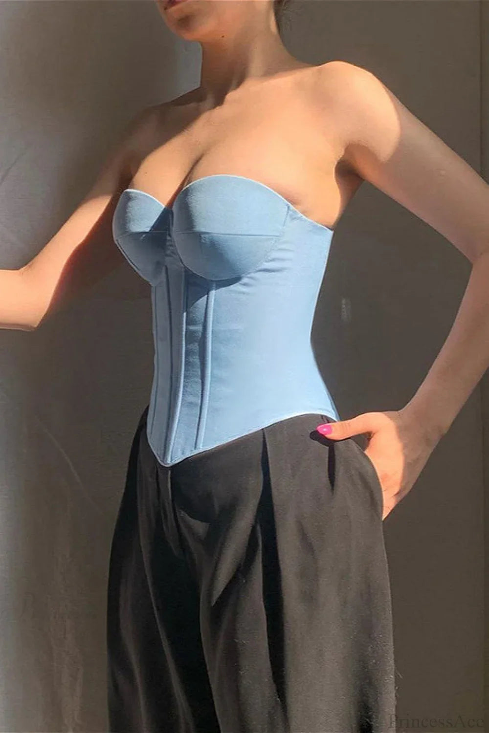 Cup Faux Denim Bustier Slim Tank Corset image 3