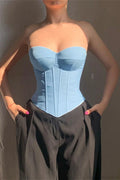 Cup Faux Denim Bustier Slim Tank Corset image 1