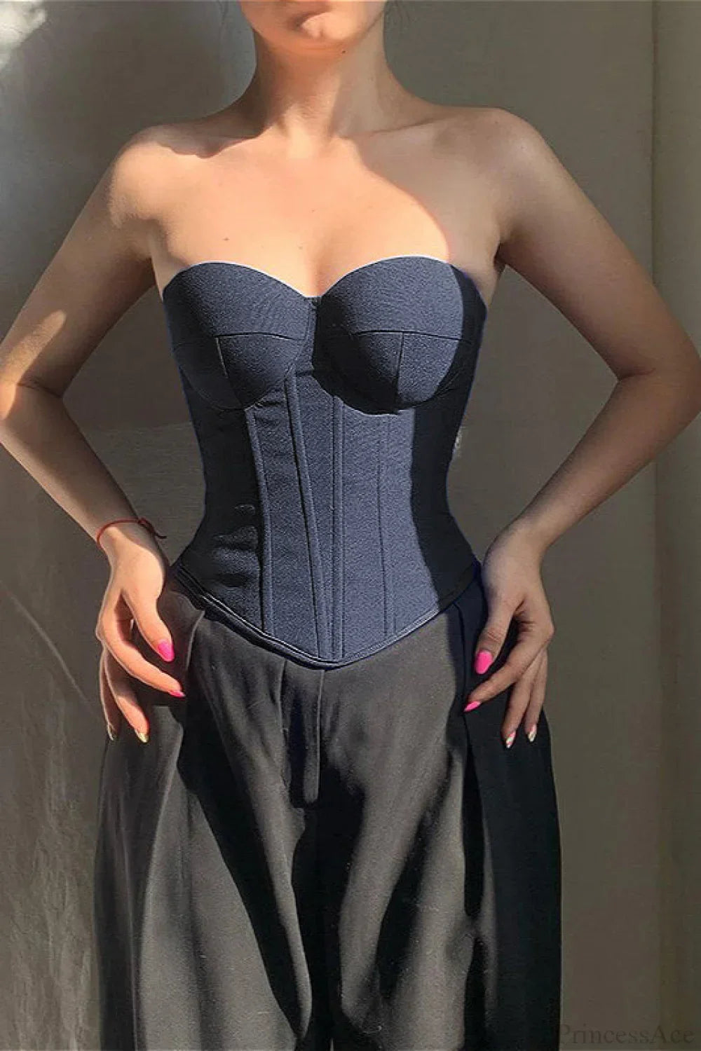 Cup Faux Denim Bustier Slim Tank Corset image 5