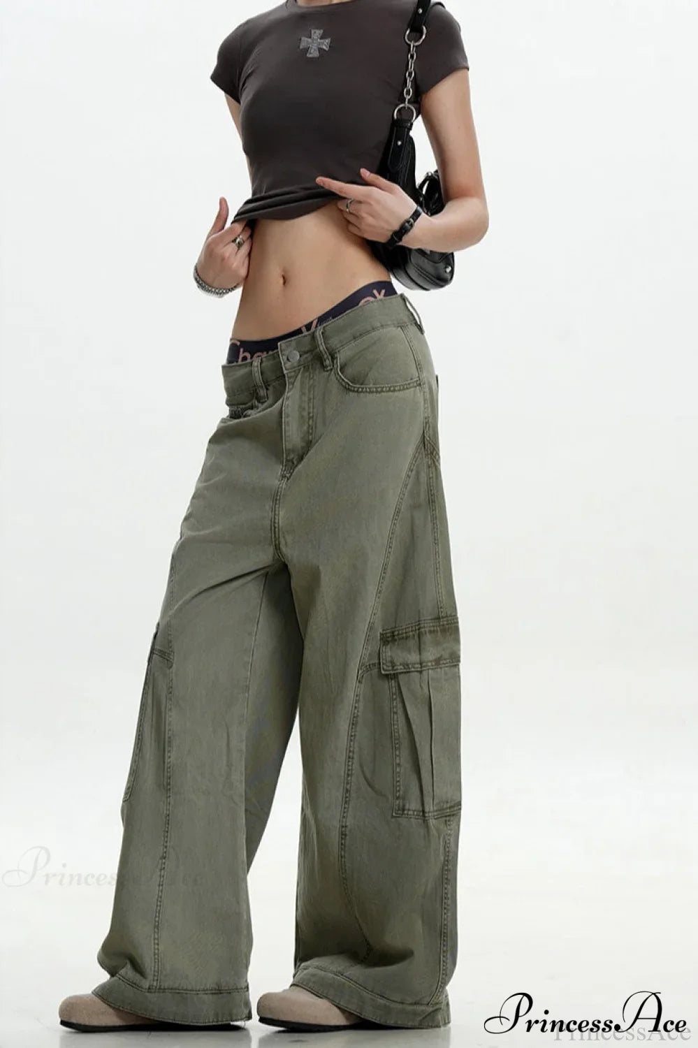 Curved Deconstructed Wide-Leg Cargo Pants image 3