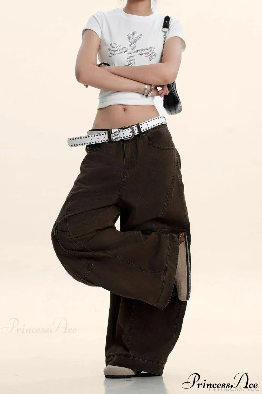 Curved Deconstructed Wide-Leg Cargo Pants image 4