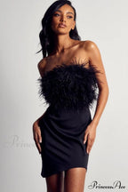 Curved Hem Stylish Feather Mini Dress image 7