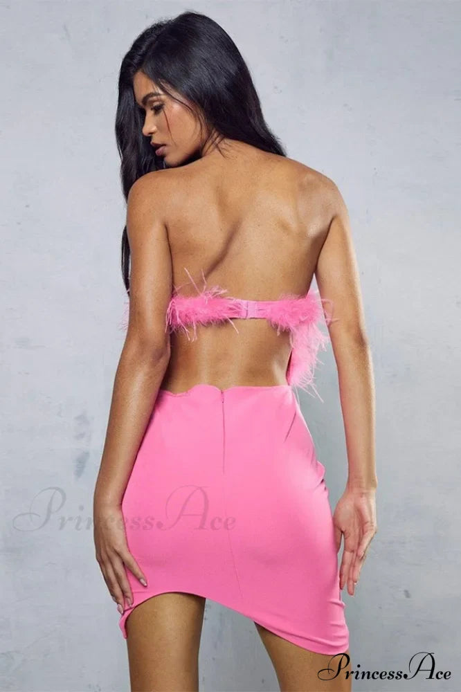 Curved Hem Stylish Feather Mini Dress image 2