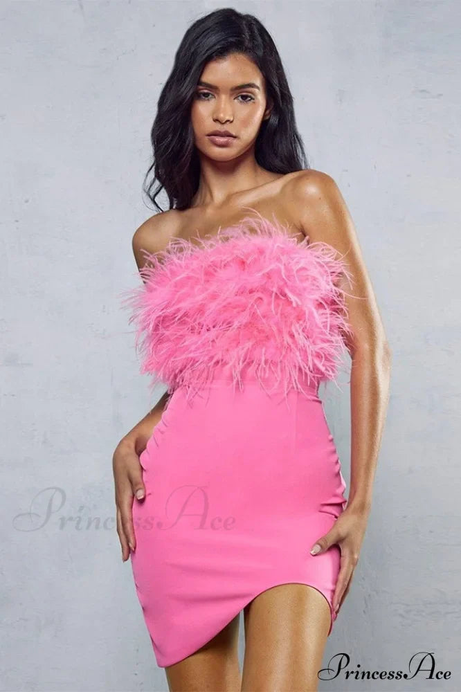 Curved Hem Stylish Feather Mini Dress image 1