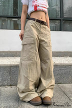 Curved Large Pocket Loose Cargo Pants image 4