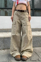 Curved Large Pocket Loose Cargo Pants image 1