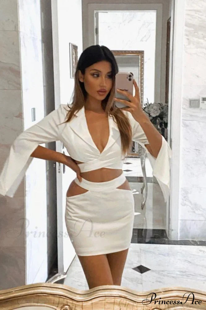 Cut Out Blazer Top Graceful + Mini Skirt Set image 12