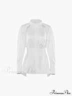 Cut Out Button Trendy Down Collar Shirt image 2