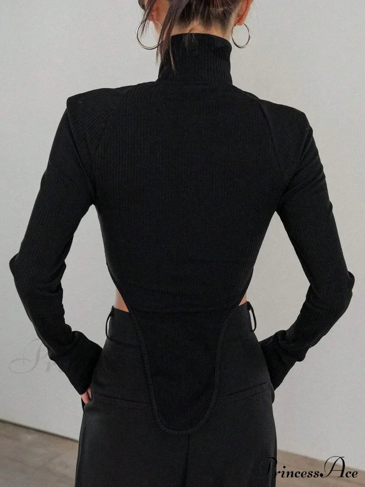 Cut Out High Trendy Neck Asymmetric Hem Top image 4