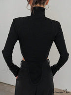 Cut Out High Trendy Neck Asymmetric Hem Top image 4