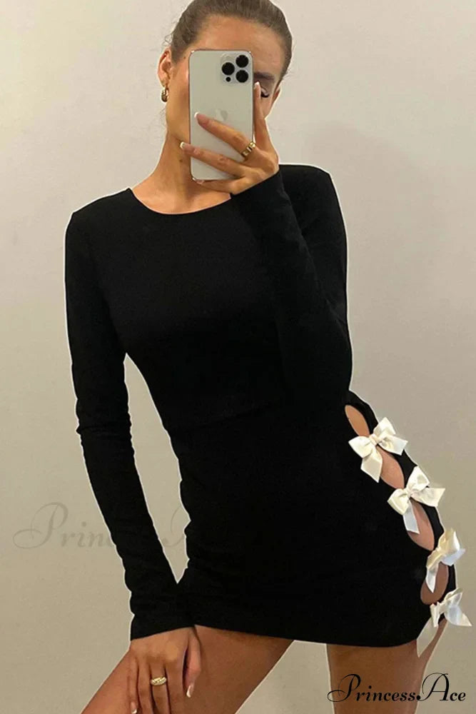 Cut Out Pack Hip Dress with Bow image 1