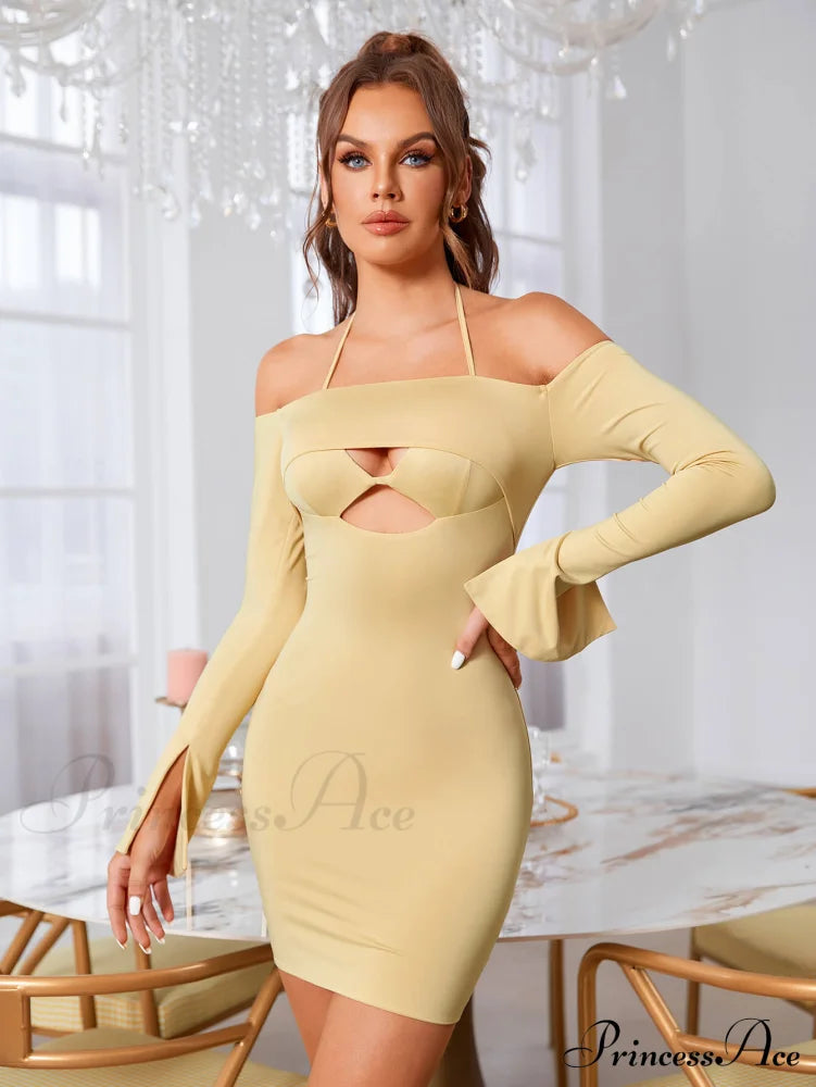 Cut Out Tie Trendy Backless Halter Bodycon Dress image 1
