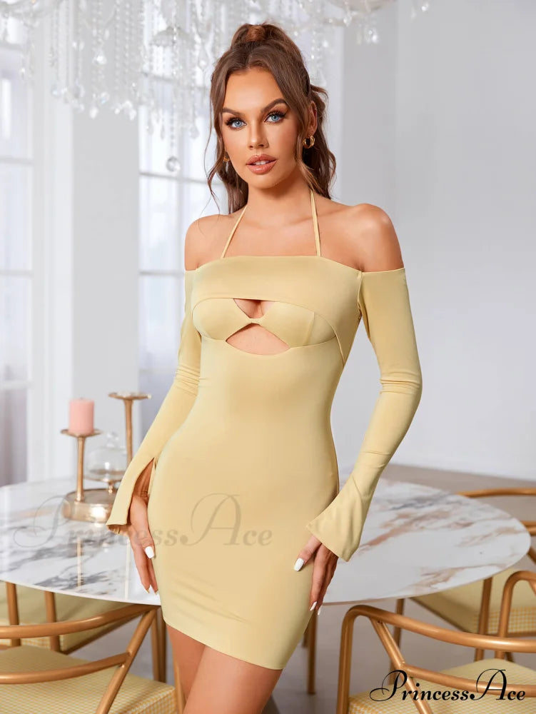 Cut Out Tie Trendy Backless Halter Bodycon Dress image 3