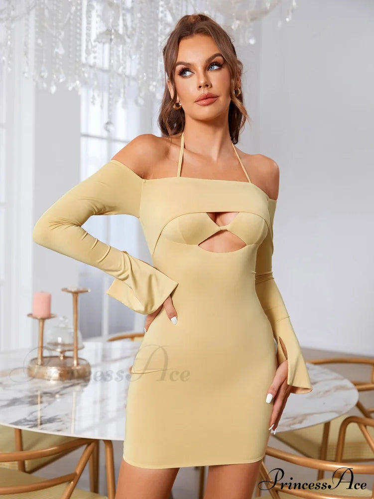 Cut Out Tie Trendy Backless Halter Bodycon Dress image 6