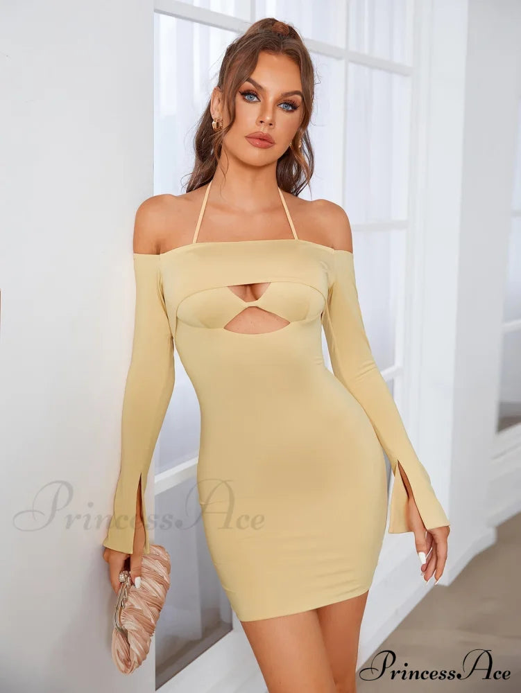 Cut Out Tie Trendy Backless Halter Bodycon Dress image 4