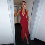 Cut Ruched Asymmetric Backless Vacation Dress image 4
