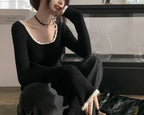 Cute O Neck Long Sleeve Slim Fit Knitted Crop Top image 5