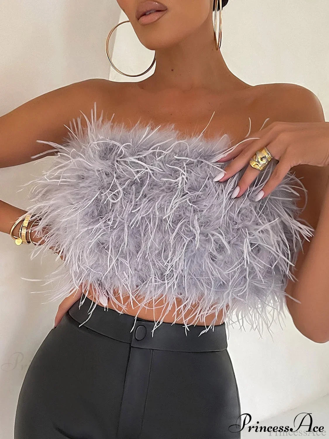 Cute Stylish Fuzzy Crop Top image 4