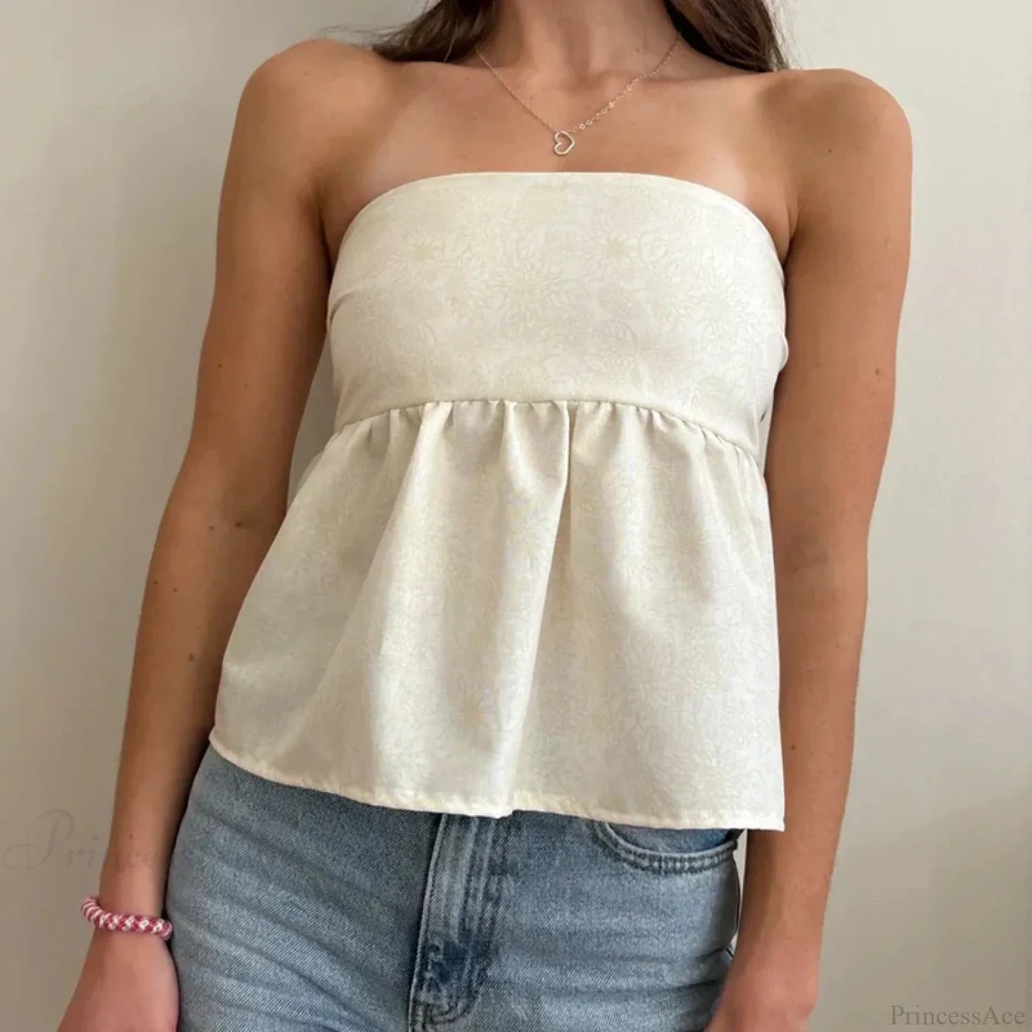 Cute Summer Floral Strapless Bandeau 00s Backless Tie Up Bodydoll Y2K Crop Top image 5