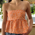 Cute Summer Floral Strapless Bandeau 00s Backless Tie Up Bodydoll Y2K Crop Top image 7