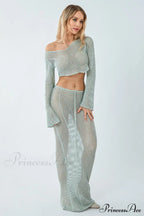 Cutout Cropped Knit Charming & Maxi Skirt Set image 1