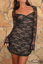 Cutout Lace Long Sleeve Mini Dress image 3