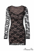 Cutout Lace Long Sleeve Mini Dress image 6