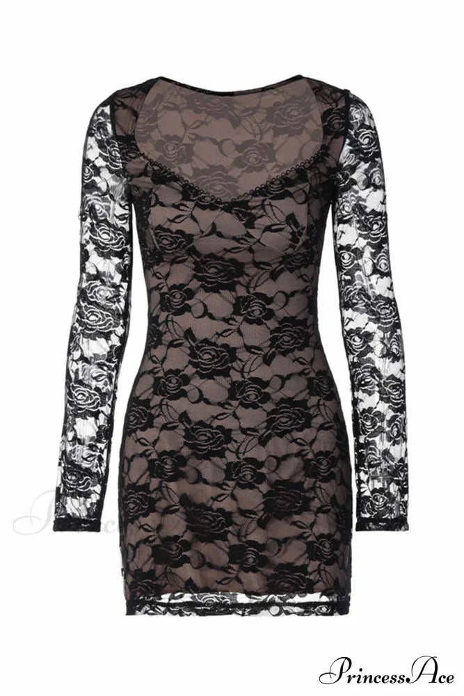 Cutout Lace Long Sleeve Mini Dress image 6