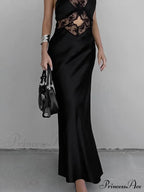 Cutout Lace Trim Trendy Stain Long Dress image 4