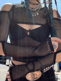 Cutout Long Sleeve Trendy Knit Crop Top image 4