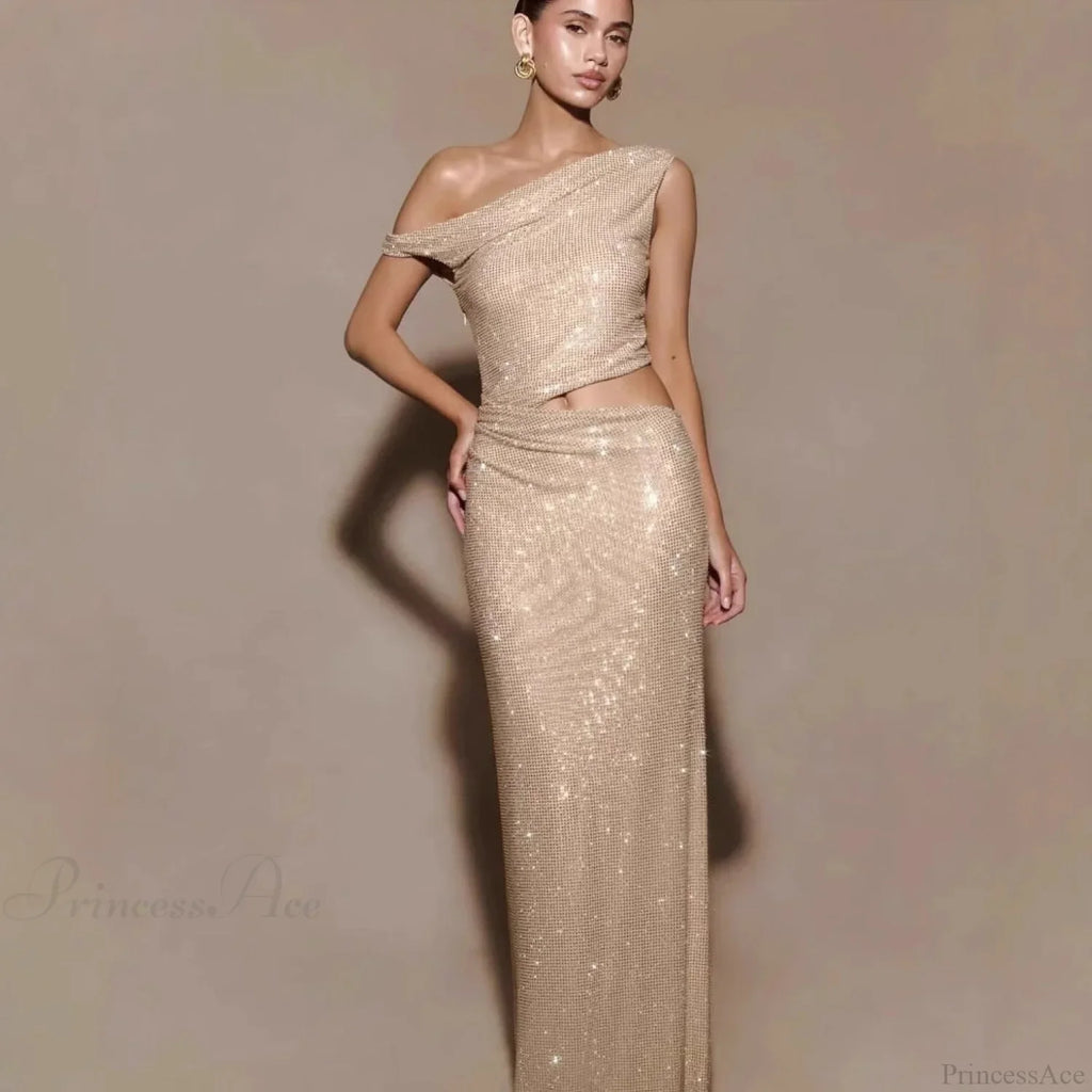 Cutout Rhinestone Halter Slit Prom Dress image 1