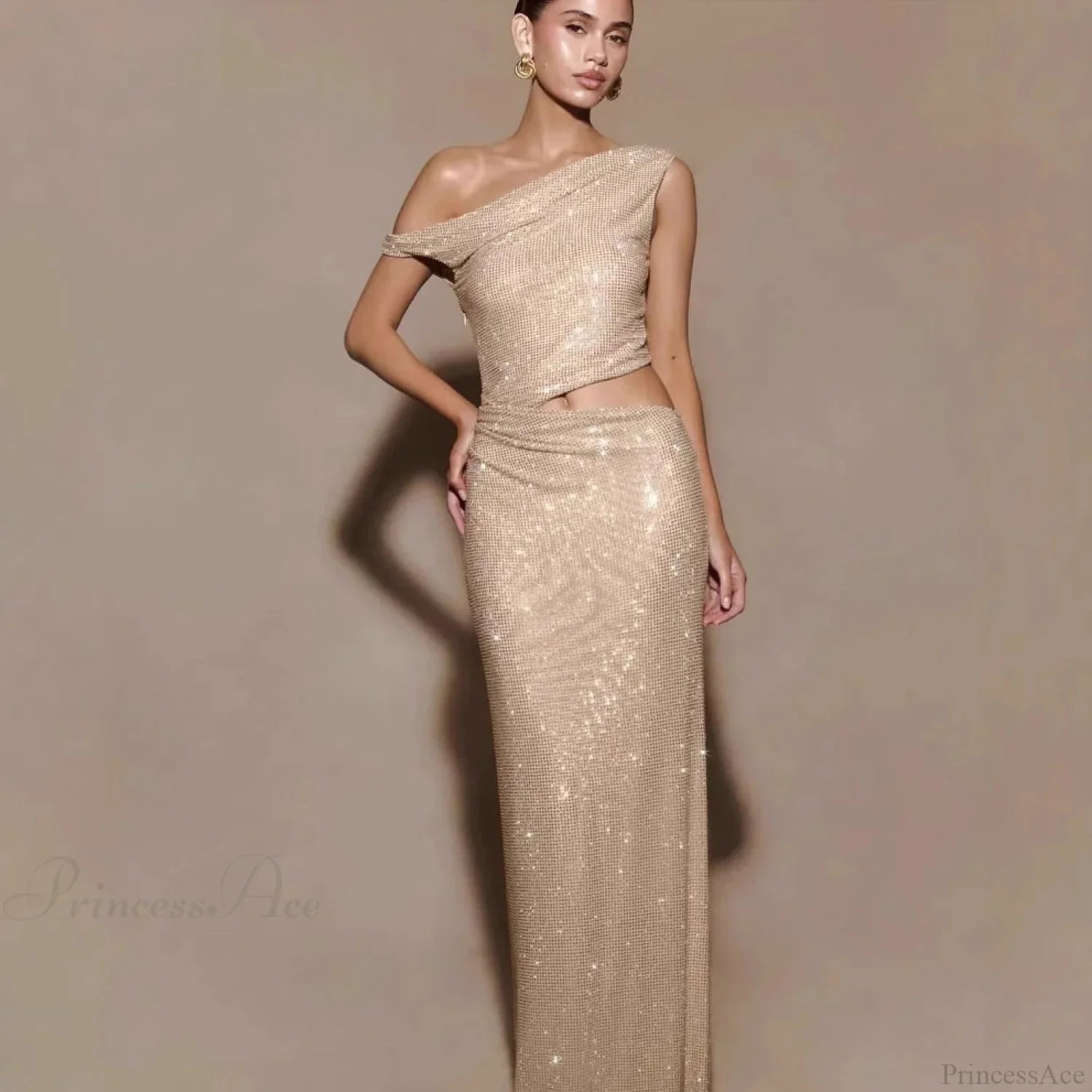 Cutout Rhinestone Halter Slit Prom Dress image 1