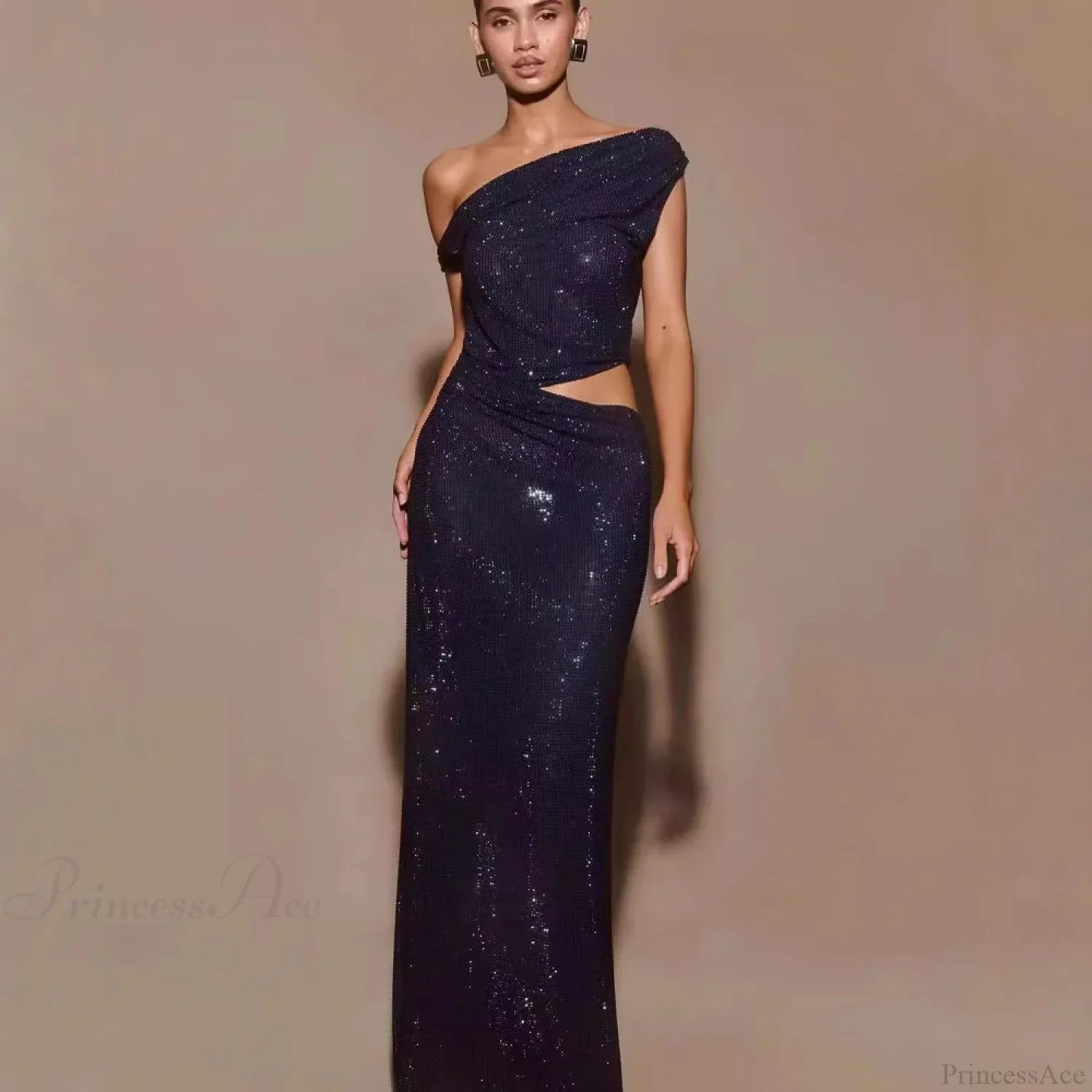 Cutout Rhinestone Halter Slit Prom Dress image 2