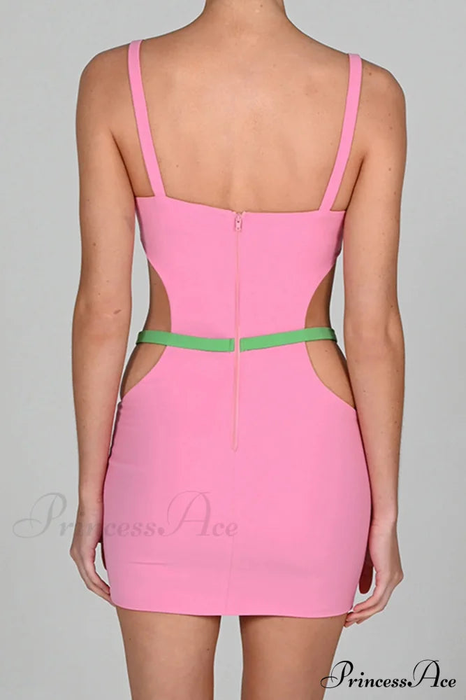 Cutout Slit Back Cami Mini Dress with Contrast image 13