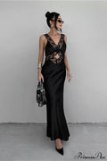Cutout V Neck Lace Ruffled Mermaid Slim Maxi Dress image 1