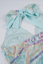 Sequin V Neck Tie Back Halter Top image 5