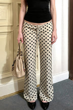Casual Polka Dot Tie Flared Pants image 1
