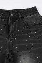 Vintage Rhinestone Distressed Low Waist Wide Leg Jeans image 5