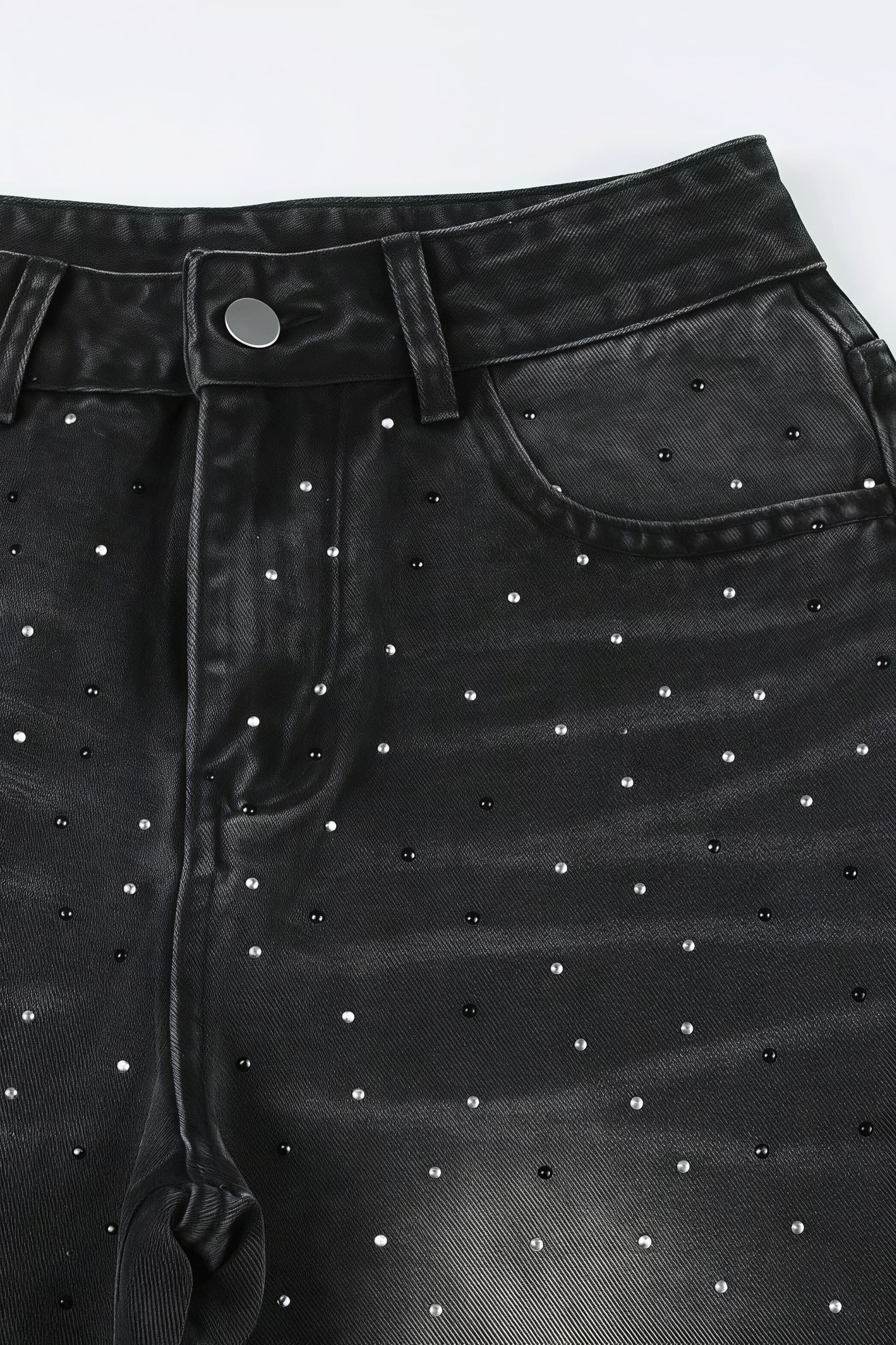 Vintage Rhinestone Distressed Low Waist Wide Leg Jeans image 5