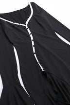 Diamond Collar Contrast Trim Ruffle Sleeve Midi Party Dress image 9