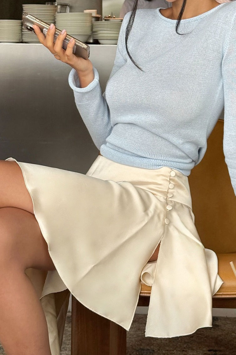 Satin Side Slit Asymmetrical Skirt image 2