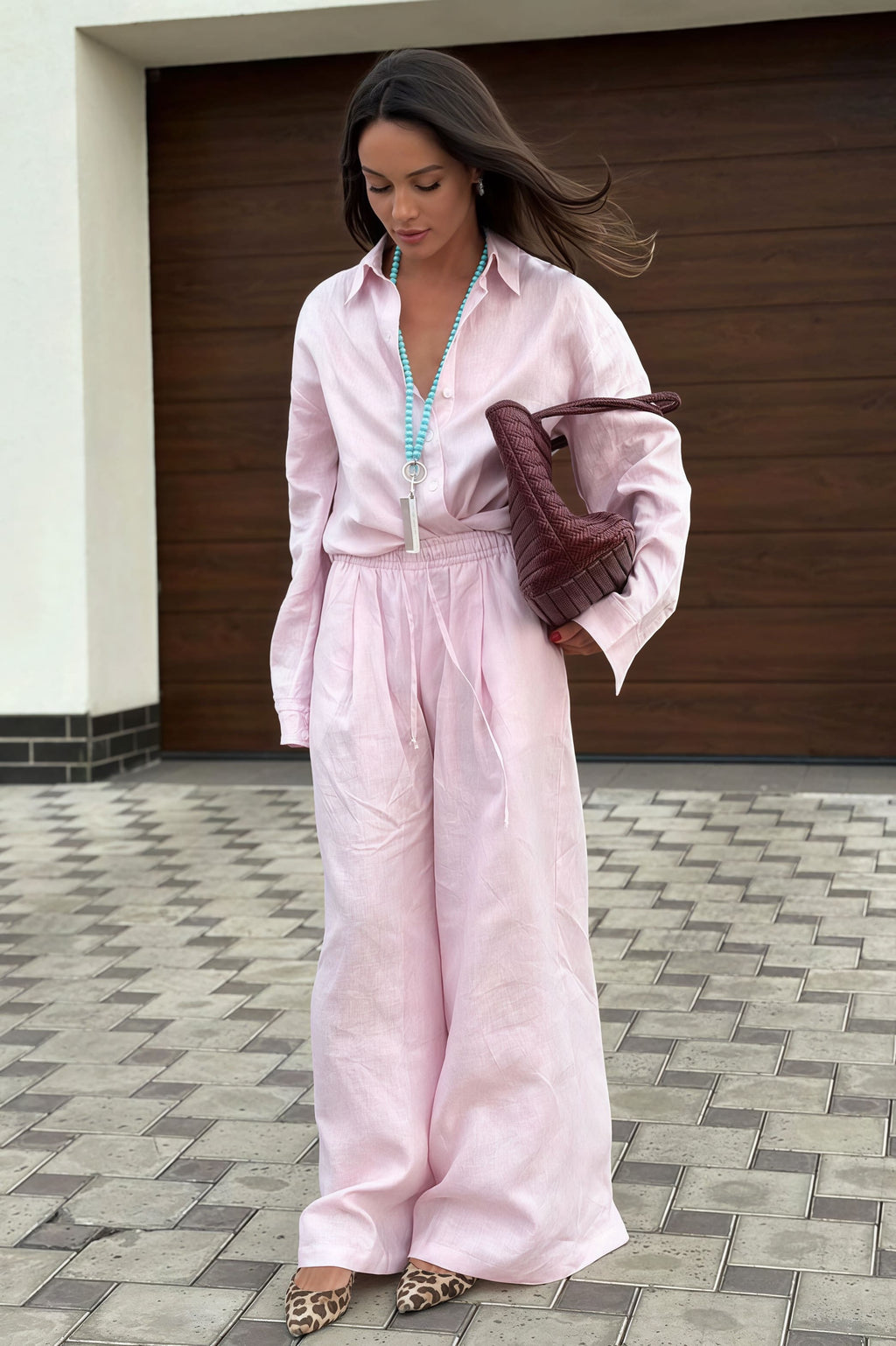 Cotton Loose Long Sleeve Shirt Pants Two Piece Set image 10
