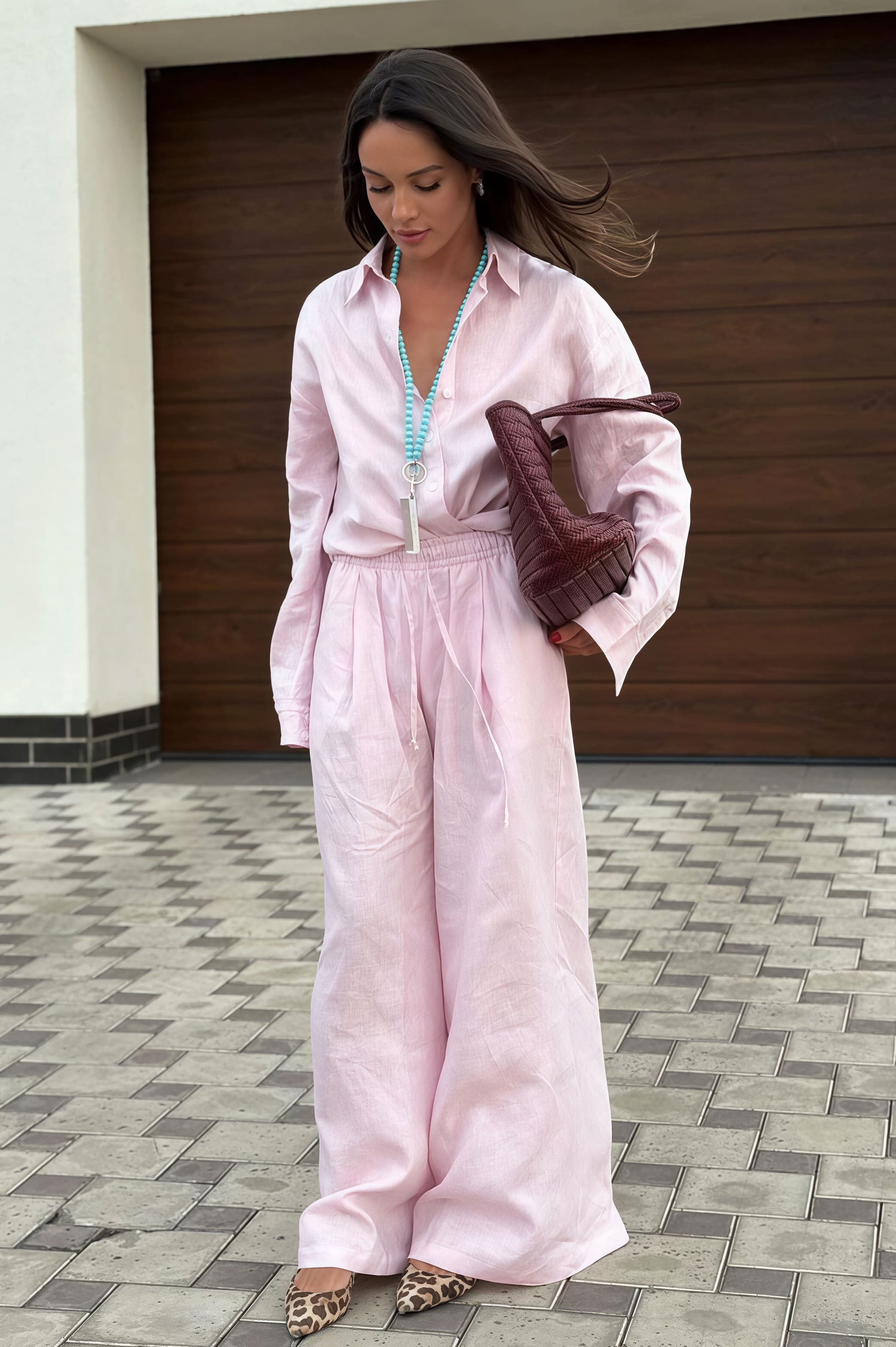 Cotton Loose Long Sleeve Shirt Pants Two Piece Set image 10