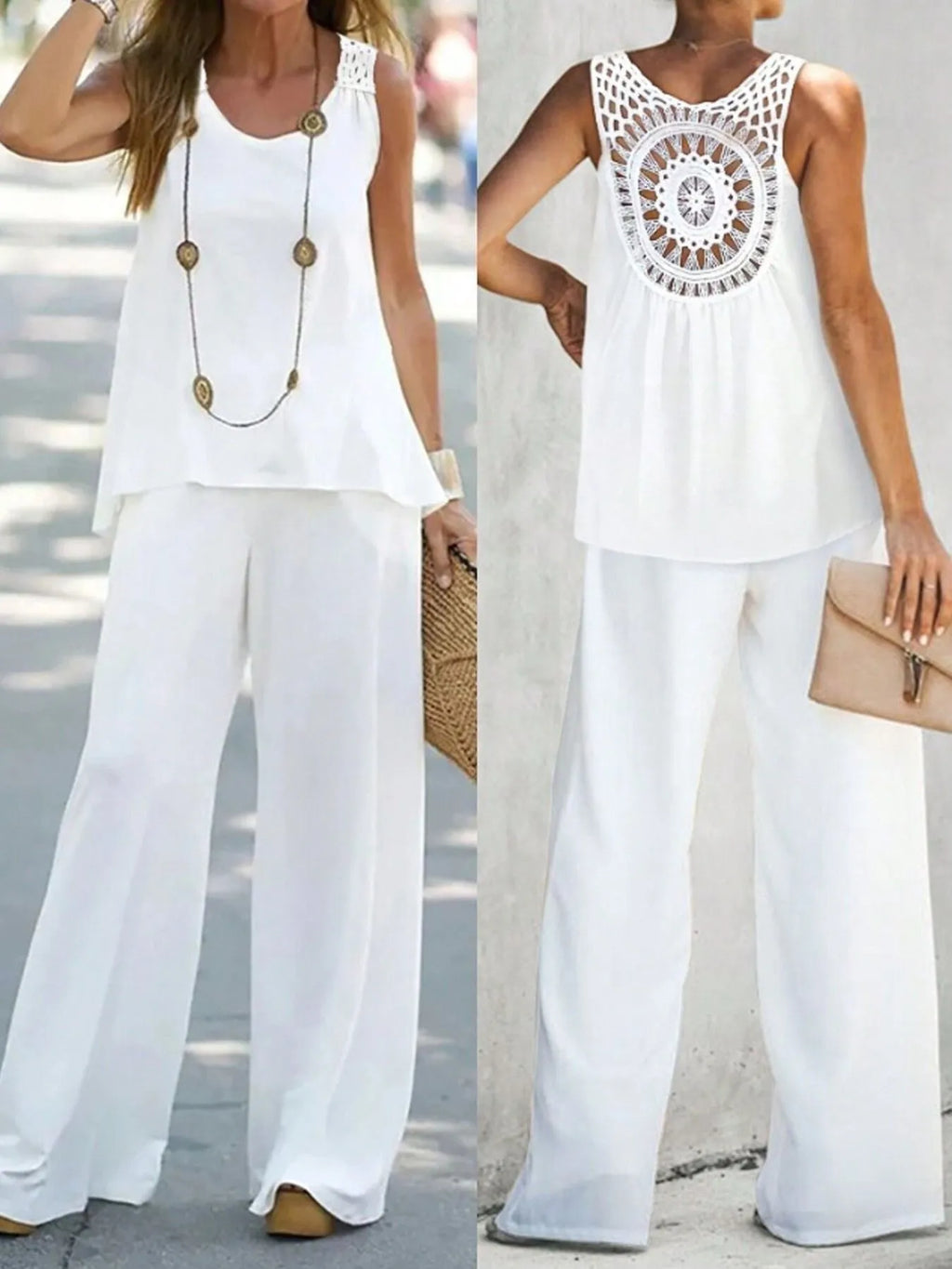 Camille Wide Leg Set detail view styled for Avrienne