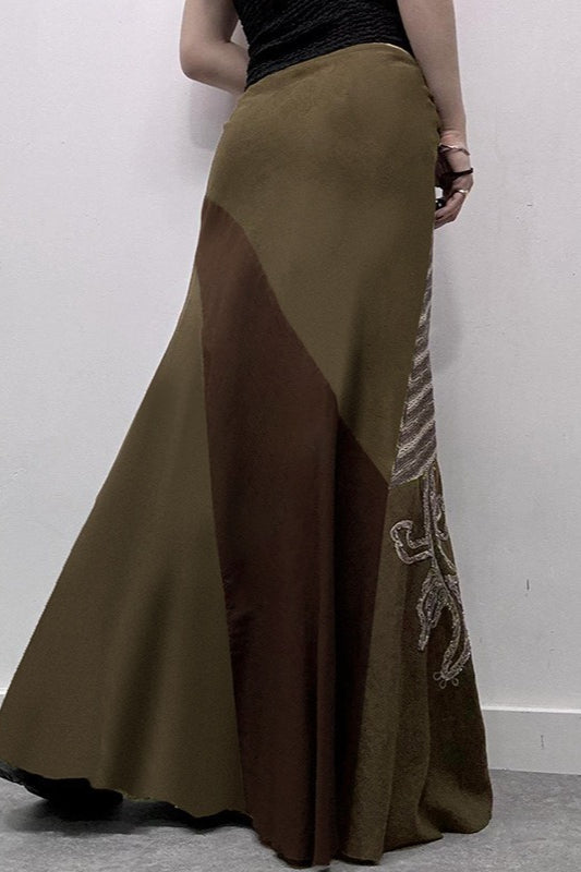 Printed Knit Patchwork Maxi Skirt image 2