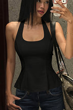 Slim Tie Back Sexy Halter Top image 7