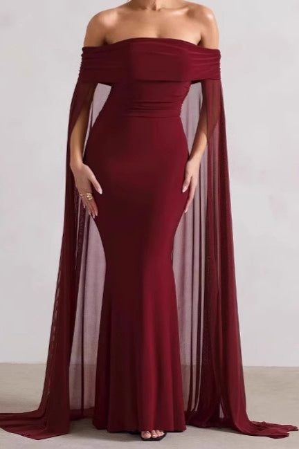 Strapless Cape Long Formal Dress image 3