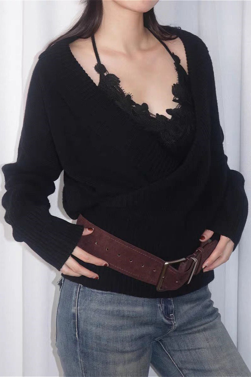 Minimalist Wrap Front Knit Blouse image 4